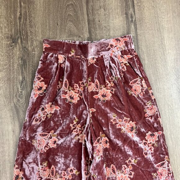 NEW Hutch Anthro Velvet Floral Wide Leg Pants Sz XS - Picture 7 of 16